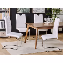 Lot de 2 chaises de salle à manger en cuir PU blanc cassé PICKNES