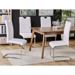 Lot de 2 chaises de salle à manger en cuir PU blanc cassé PICKNES
