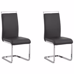 Chaises de salle à manger en cuir PU noir - BELIANI - Lot de 2 - Style moderne - Piétement en porte-à-faux