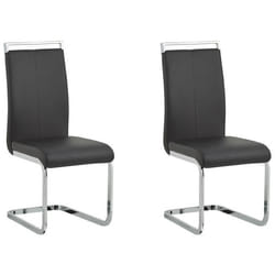 Chaises de salle à manger en cuir PU noir - BELIANI - Lot de 2 - Style moderne - Piétement en porte-à-faux
