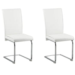 Beliani - 2 Chaises de Salle à Manger Porte à Faux en Cuir pu Blanc et Piétement Argent Chromé Idéales pour Cuisine ou Salon Moderne et Design