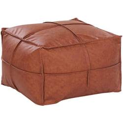 Pouf en Cuir PU Marron avec Coutures Décoratives Ajout Idéal pour Chambre ou Salon au Style Rustique et Oriental Beliani