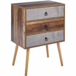 Commode chiffonnier au style rétro et rustique avec 3 tiroirs. Ajoutez un peu d'ambiance rustique à votre chambre ou salon av ...