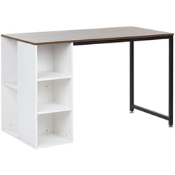 Beliani - Bureau Industriel avec Espace Rangement Intégré Blanc Effet Bois Foncé et Noir Idéal pour Espace Travail à Domicile ou Chambre d'Adolescent