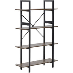 Bibliothèque Étagère 4 Niveaux Design Effet Bois Foncé et Noir Meuble de Rangement pour Salon Rétro Industriel et Moderne Beliani