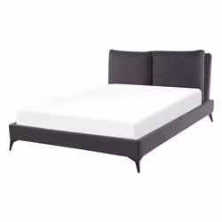 Lit double en velours gris foncé 140 x 200 cm MELLE