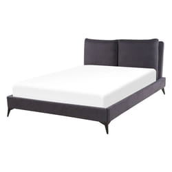 Lit double en velours gris foncé 140 x 200 cm MELLE