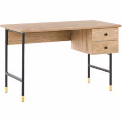 Table de bureau au style rétro et scandinave avec 2 tiroirs pratiques. Équipez votre home office avec ce bureau au style scan ...