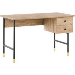 Table Bureau Effet Bois de Chêne Clair avec 2 Tiroirs Pratiques Design Tendance pour Chambre ou Salon au Style Rétro Scandinave et Moderne Beliani