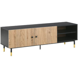 Beliani - Meuble tv Effet Bois de Chêne Clair avec 2 Comaptiments à Portes Pratiques Design Tendance pour Chambre ou Salon au Style Rétro Scandinave