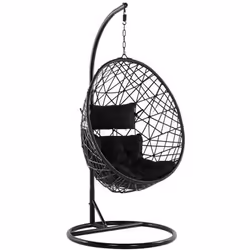 Fauteuil suspendu en rotin noir ø 94 cm ALATRI - BELIANI - Urbain - Relaxation