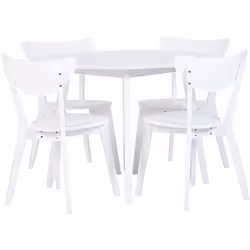 Set de salle à manger au style rétro et scandinave table ronde et 4 chaises. Le style simple de cet ensemble de salle à mange ...