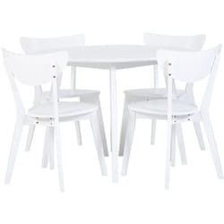 Ensemble Salle à Manger Complète Table Ronde et 4 Chaises Blanche au Design Rétro et Scandinave pour Cuisine ou Coin Repas Moderne Beliani