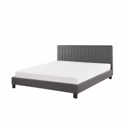 Lit double en simili-cuir gris 160 x 200 cm POITIERS
