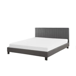 Lit double en simili-cuir gris 160 x 200 cm POITIERS