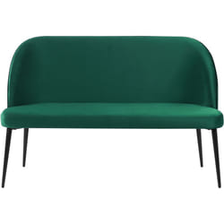 Beliani - Canapé Banquette 2 Places avec Revêtement en Velours Vert Foncé et Piètement en Métal Noir pour Salon Couloir ou Cuisine Glamour et Rétro