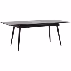 Table de repas au design moderne avec rallonge à fintion brillante. Aménagez votre salle à manger avec cette table rectangula ...