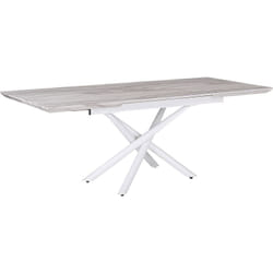 Table à Manger Extensible 160/200 x 90 cm Plateau Effet Marbre et Pieds Acier Blanc Design Glamour pour Intérieur de Style Rétro ou Moderne Beliani