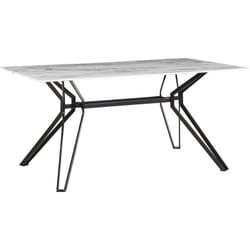 Table à Manger 160 x 90 cm Plateau Effet Marbre Noir en Verre et Pieds Métal Noir Design Glamour pour Intérieur de Style Rétro ou Moderne Beliani