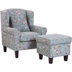 Fauteuil bergère au style rétro avec repose-pied assorti. Décorez votre intérieur avec ce beau fauteuil extrêmement utile, or ...