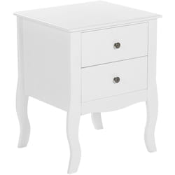 Beliani - Table de Chevet Blanche avec 2 Tiroirs Pratiques Intégrés Ajout Idéal pour Chambre à Coucher au Style Rustique Scandinave et Moderne