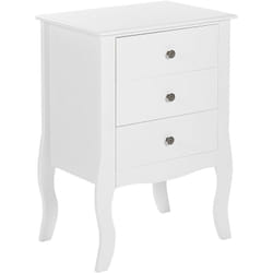 Table de Chevet Blanche avec 3 Tiroirs Pratiques Intégrés Ajout Idéal pour Chambre à Coucher au Style Rustique Scandinave et Moderne Beliani