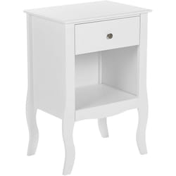 Table de Chevet Blanche avec Tiroir Pratique Intégré Ajout Idéal pour Chambre à Coucher au Style Rustique Scandinave et Moderne Beliani