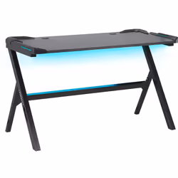Bureau gamer à éclairage d'ambiance LED multicolore . Modernisez votre bureau à domicile avec ce bureau de jeu rectangulaire ...