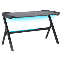Beliani - Bureau Table Gamer Noir Look Futuriste Eclairage led Multicolore Ideal Pour Sessions Gaming Jeux Vidéos Confortables