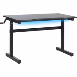 Bureau gamer noir à plateau ajustable manuellement et rétroéclairé par LED multicolores . Ce bureau gamer est un incontournab ...