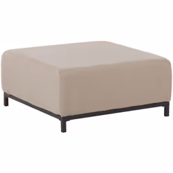 Pouf ottoman pour intérieur et extérieur en tissu anti-UV beige pieds noirs. Ce joli pouf ottoman de jardin est revêtu en tis ...