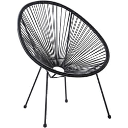 Beliani - Chaise Fauteuil Type Spaghetti en Rotin pe Noir et Acier Design Original pour Salon Chambre Terrasse ou Jardin Moderne et Industriel i