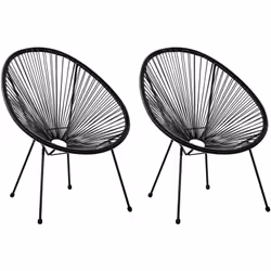 Fauteuils bas en polyrotin. Ce lot de 2 chaises design inspirées du style mexicain emblématique rafraîchira tout espace de vi ...