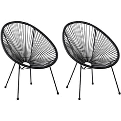 Beliani - Set 2 Chaises Fauteuils Spaghetti en Rotin Noir et Acier Design Original pour Chambre Salon Terrasse ou Jardin Moderne et Industriel