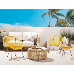 Lot de 2 fauteuils spaghetti jaune pour intérieur et extérieur ACAPULCO II
