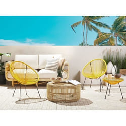 Lot de 2 fauteuils spaghetti jaune pour intérieur et extérieur ACAPULCO II