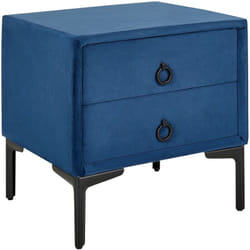 Table de Chevet en Velours Bleu avec 2 Tiroirs Pratiques Intégrés Ajout Idéal pour Chambre à Coucher au Style Moderne et Glamour Beliani