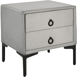 Table de Chevet en Velours Gris Clair avec 2 Tiroirs Pratiques Intégrés Ajout Idéal pour Chambre à Coucher au Style Moderne et Glamour Beliani