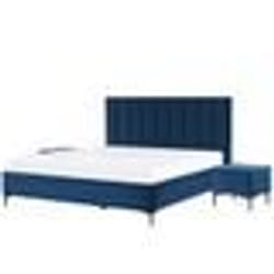Chambre a coucher complete en velours bleu avec lit coffre 180 x 200 cm SEZANNE