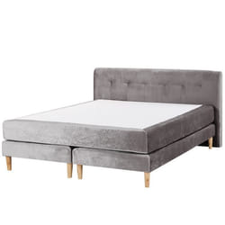 Lit boxspring en velours gris 160 x 200 cm MARQUISE - BELIANI - Moderne - Scandinave - Ressorts - Bois
