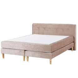Lit boxspring en velours beige 160 x 200 cm - BELIANI - MARQUISE - Contemporain - Design - A ressorts
