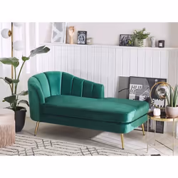 Chaise longue côté gauche en velours vert ALLIER
