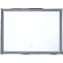 Miroir Mural Lumineux de Forme Rectangulaire avec Cadre Fin Argenté et Éclairage led sur le Pourtour 90 x 70 cm pour Salle de Bain Beliani