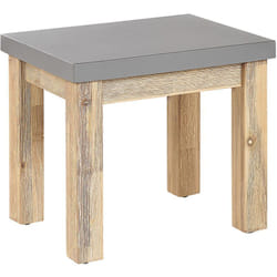 Beliani - Tabouret de Jardin en Fibre de Ciment Effet Béton 50 x 41 cm Avec Pieds en Bois d Acacia Résistant pour Extérieur Scandinave