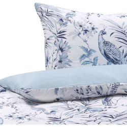Ensemble Housse de Couette et Taie d Oreiller Fleurie en Coton Bleu et Blanche 135 x 200 cm Pour Chambre d'Adulte Beliani