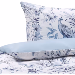 Housse de couette et taies d'oreiller à fleurs bleues et blanches . Relookez instantanément votre chambre à coucher avec cett ...
