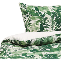 Beliani - Ensemble Housse de Couette et 2 Taies d Oreiller Motif Feuillage en Coton Blanc et Vert 155 x 220 cm Pour Chambre d'Adulte