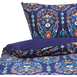 Beliani - Ensemble Housse de Couette et Taie d Oreiller Enfant Motif Floral en Coton Bleu et Multicolore 135 x 200 cm Pour Chambre d'Adulte