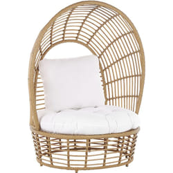 Fauteuil en Rotin effet Ajouré pour Intérieur ou Jardin de Couleur Beige et Blanche de Style Bohéme Beliani