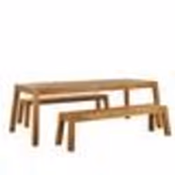 Ensemble de jardin 6 places table et 2 bancs en bois acacia clair LIVORNO